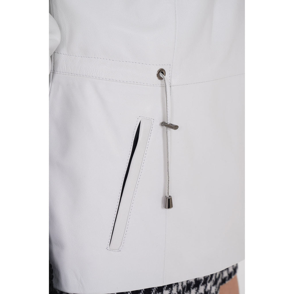 The Hudson White Leather Women Jacket