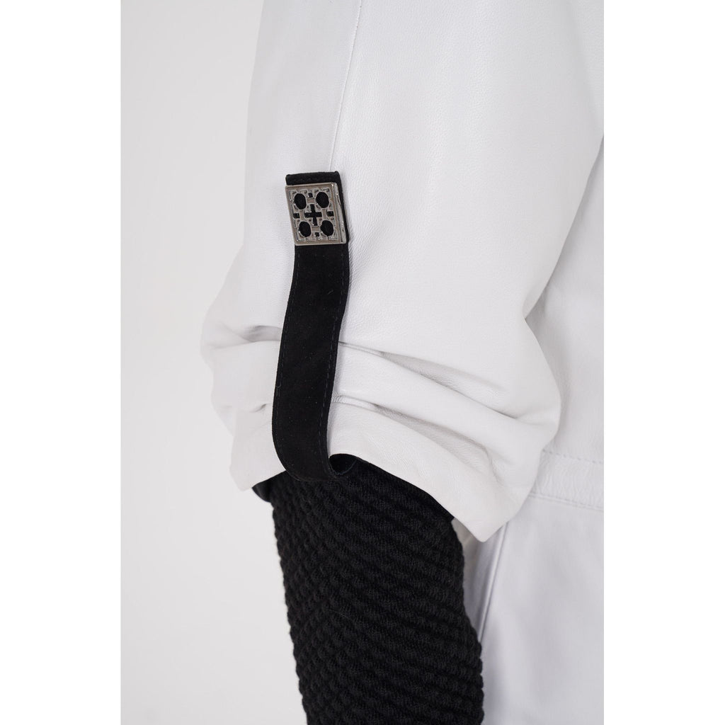 The Hudson White Leather Women Jacket