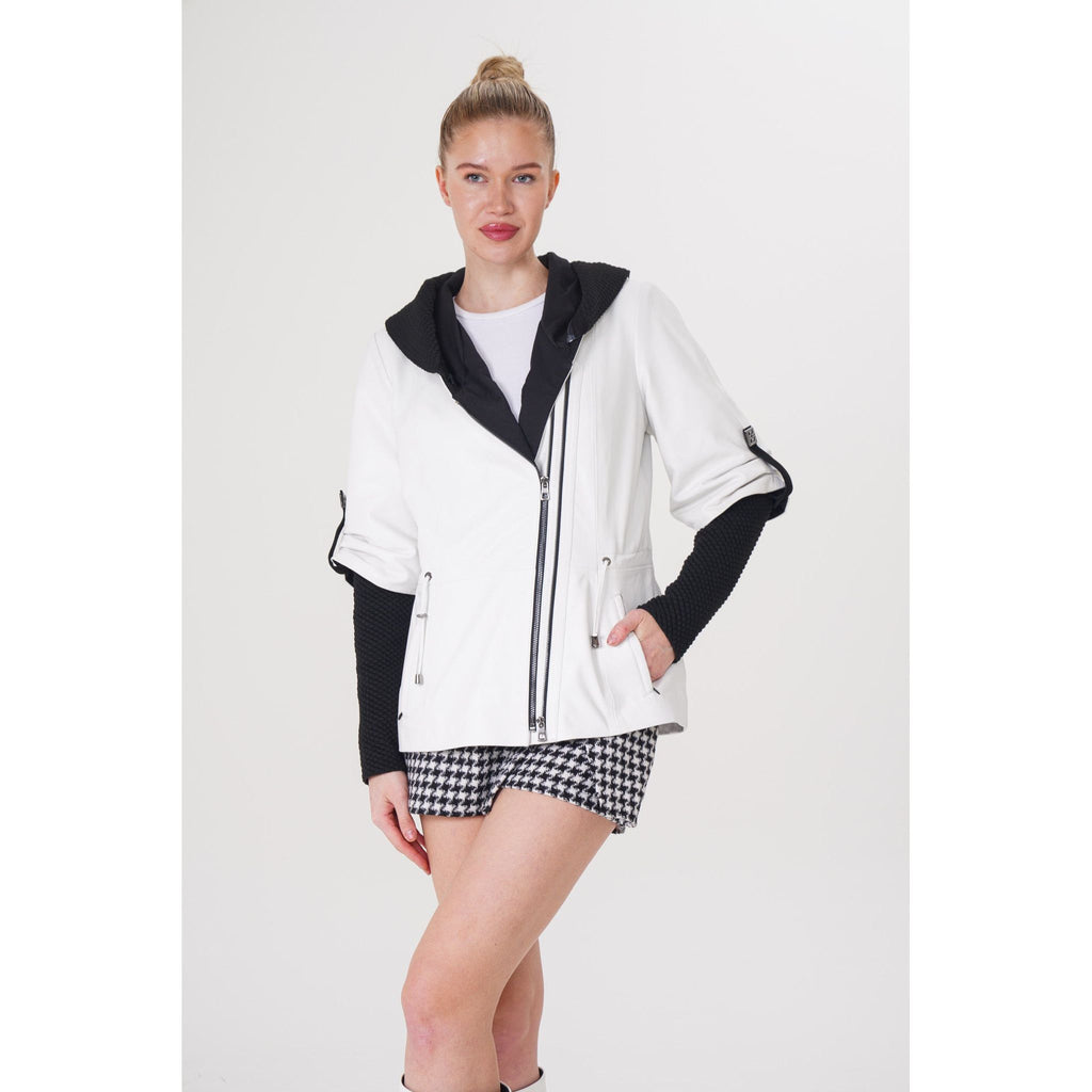 The Hudson White Leather Women Jacket