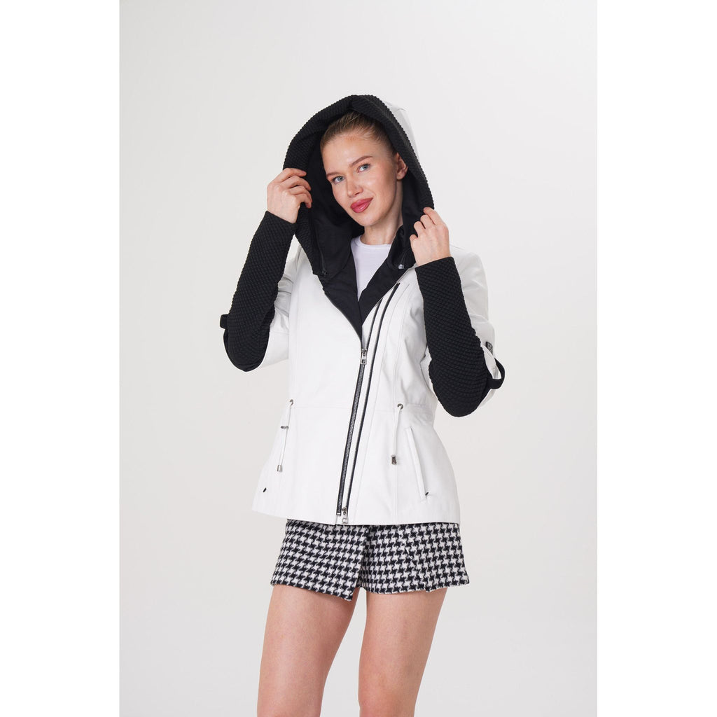 The Hudson White Leather Women Jacket