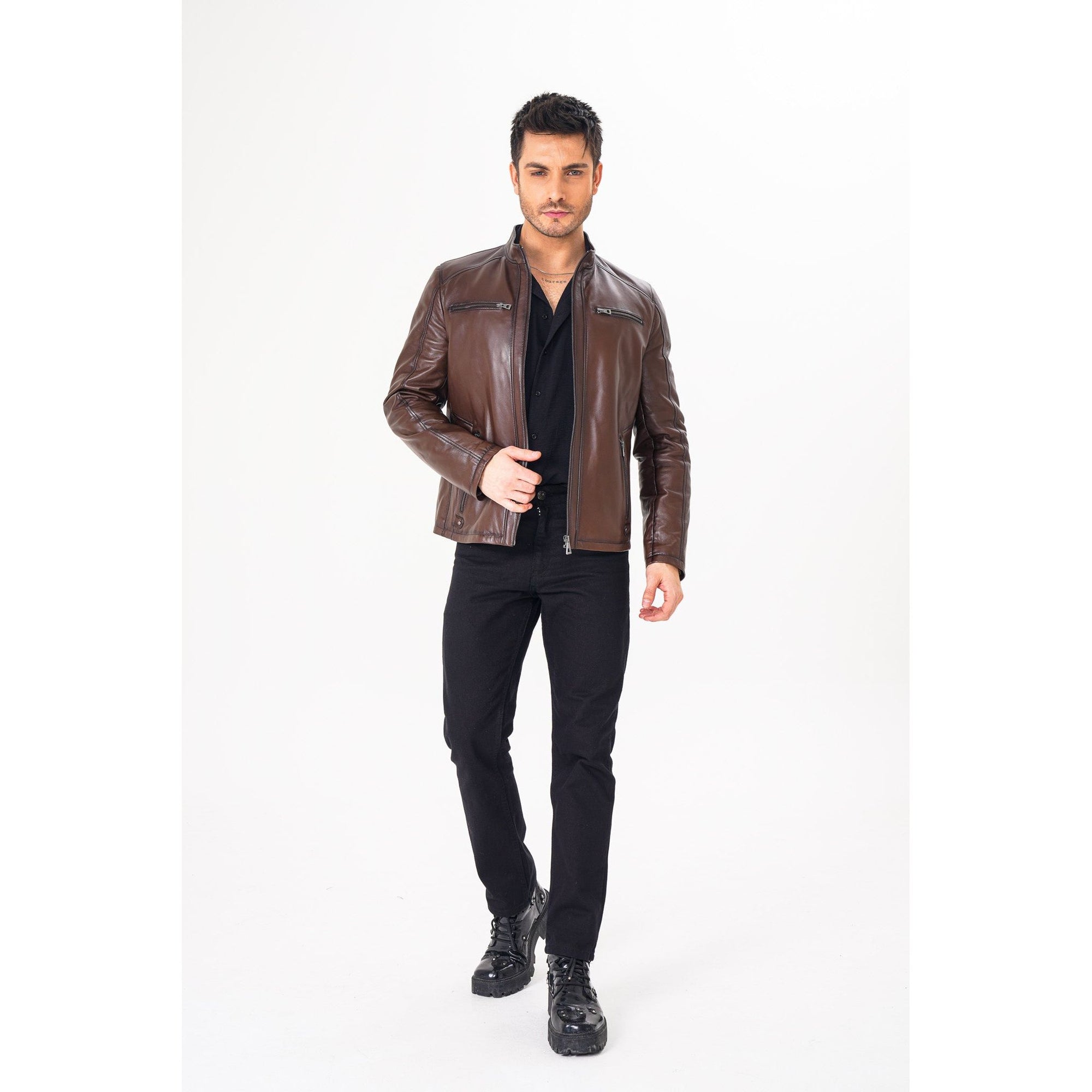 Vinci The Falcon Brown Smooth Leather Jacket