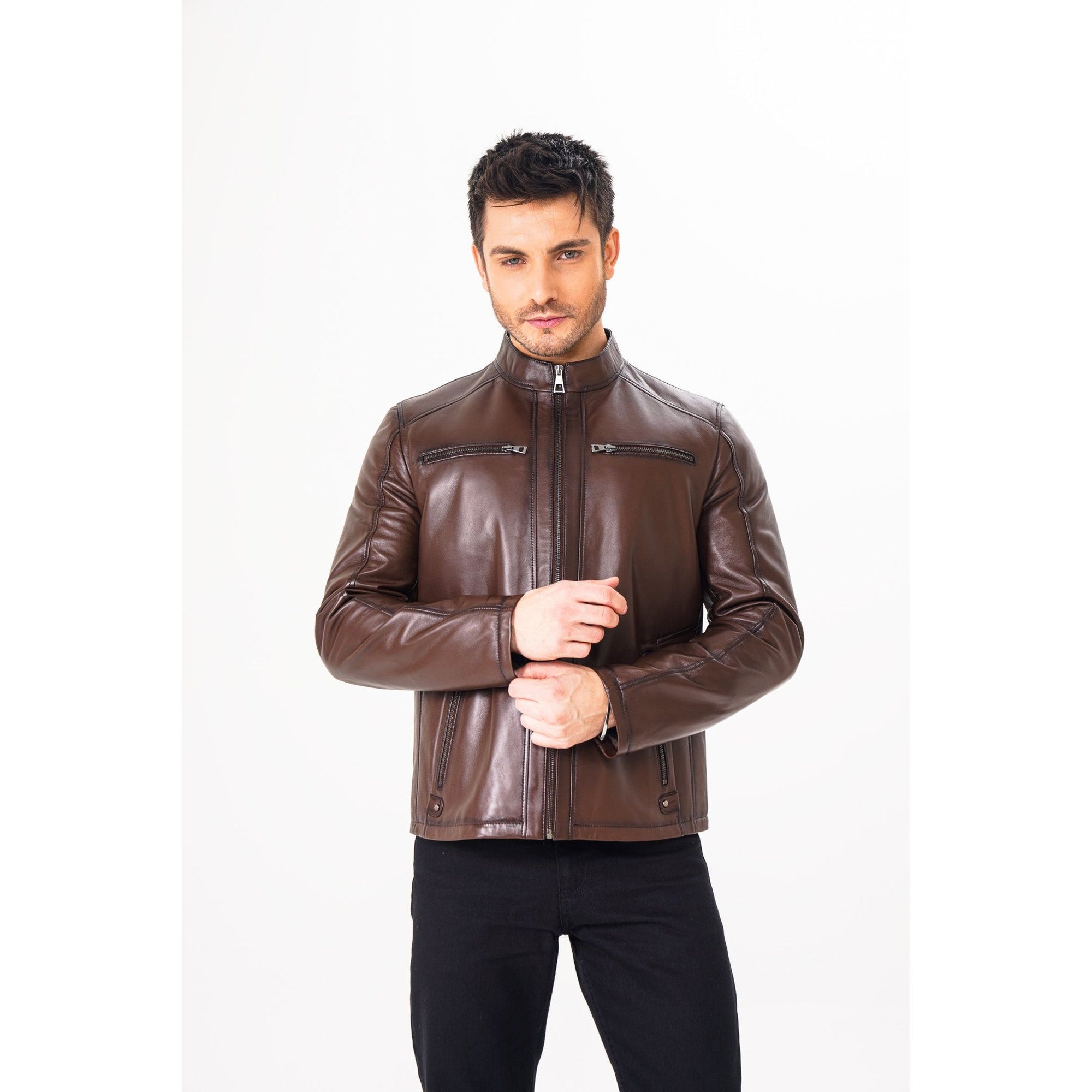 Vinci The Falcon Brown Smooth Leather Jacket