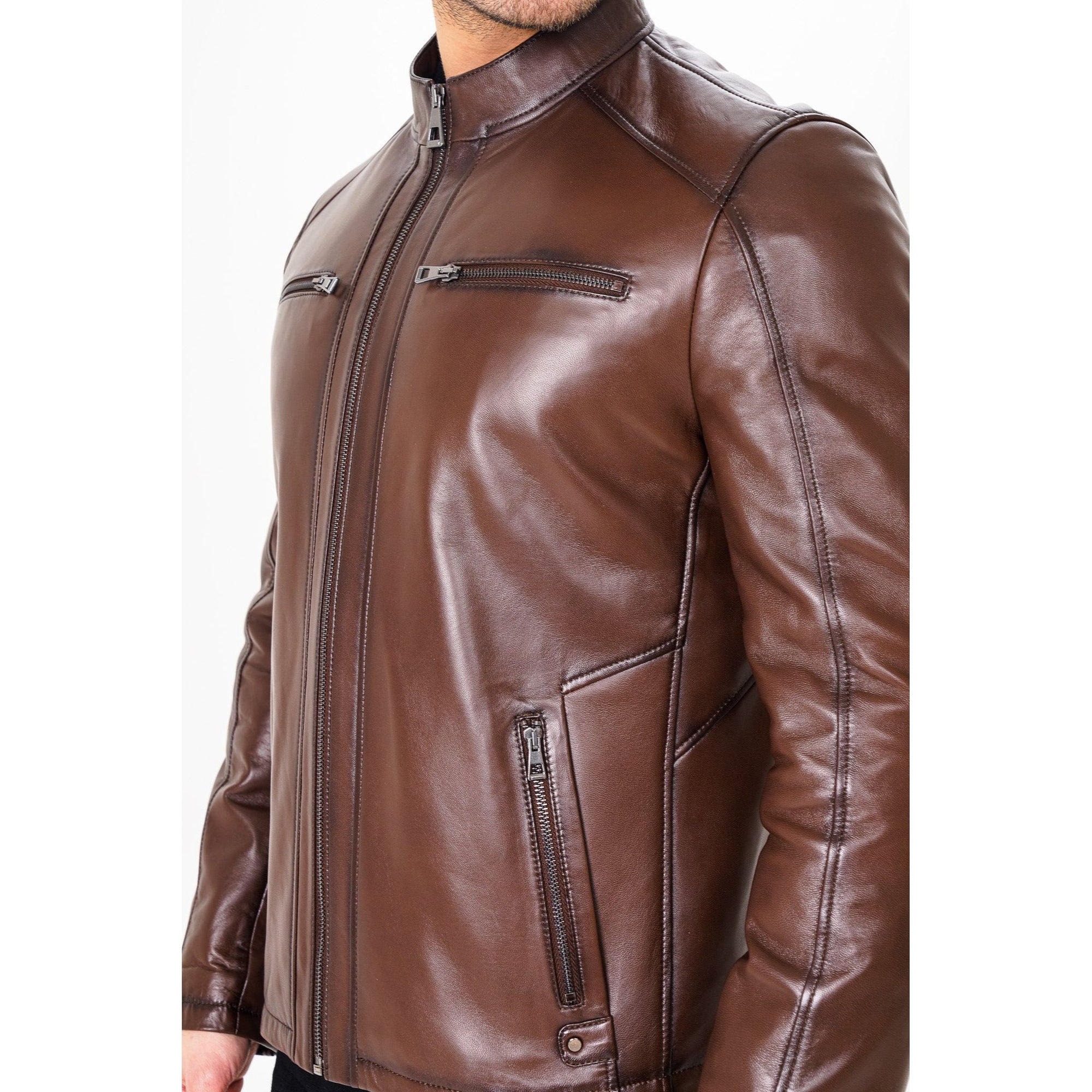 Vinci The Falcon Brown Smooth Leather Jacket