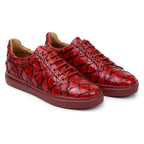 Belvedere Kingstone Genuine Pirarucu Leather Lace Up Sneakers Red Br02