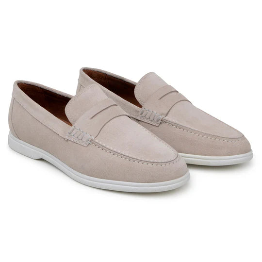Belvedere Men's Walking Shoes Penny Loafer Niko  Sand Suede Leather