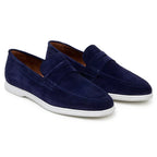 Belvedere Men's Walking Shoes Penny Loafer Niko Navy Suede Leather