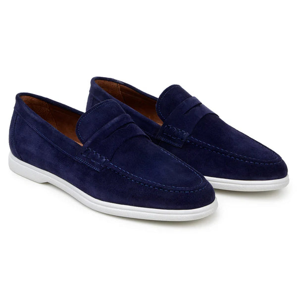 Belvedere Men's Walking Shoes Penny Loafer Niko Navy Suede Leather