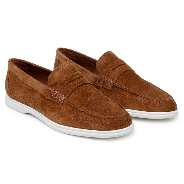 Belvedere Men's Walking Shoes Penny Loafer Niko Bourbon Suede Leather
