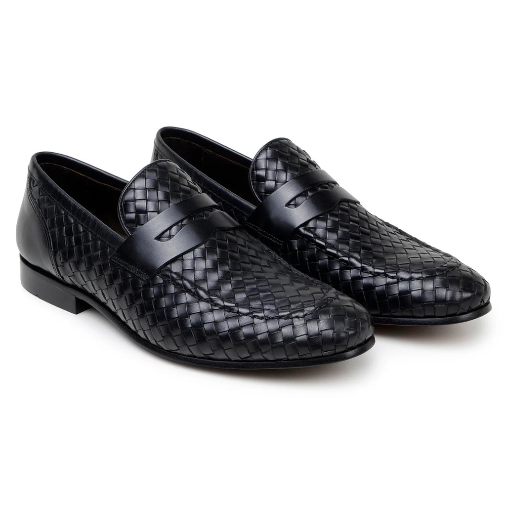 Belvedere Slip-on Penny Loafers Shoes Italian Calfskins Luca Black