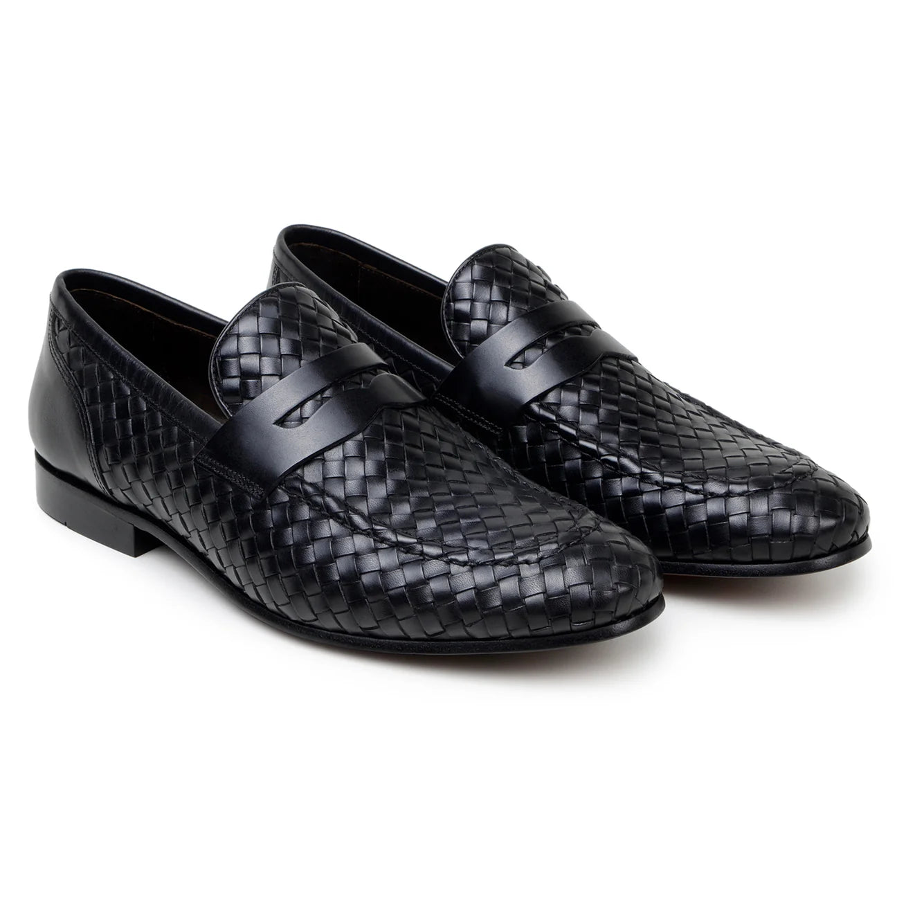 Belvedere Slip-on Penny Loafers Shoes Italian Calfskins Luca Black