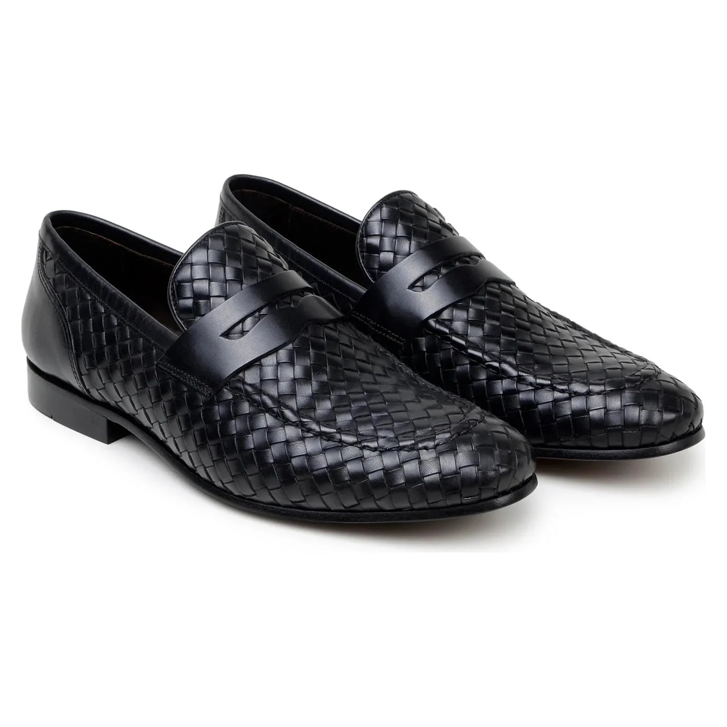 Belvedere Luca Italian Leather Penny Loafer Slip On Shoes Black