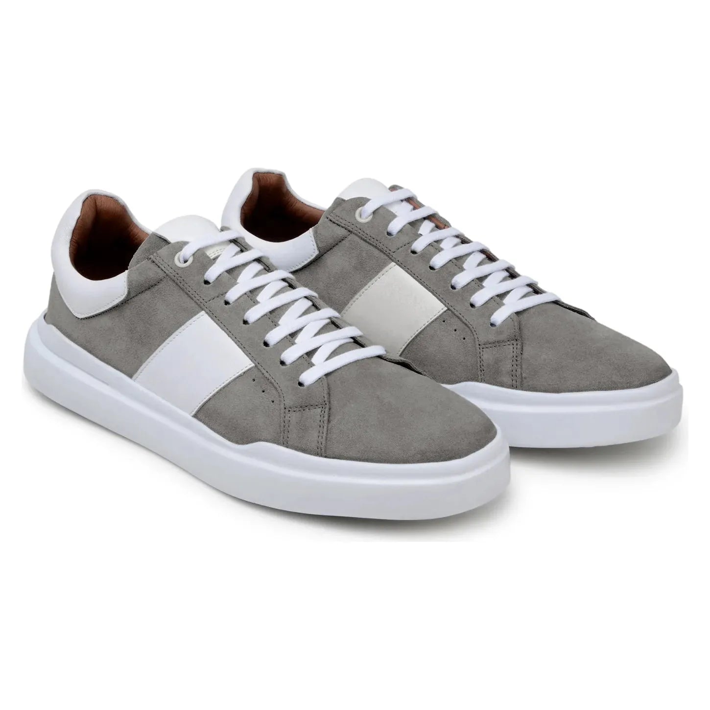 Belvedere Sneaker Suede Leather Olivier Pewter White Shoes