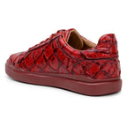 Belvedere Kingstone Genuine Pirarucu Leather Lace Up Sneakers Red Br02
