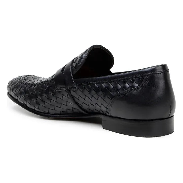Belvedere Luca Italian Leather Penny Loafer Slip On Shoes Black