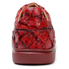 Belvedere Kingstone Genuine Pirarucu Leather Lace Up Sneakers Red Br02