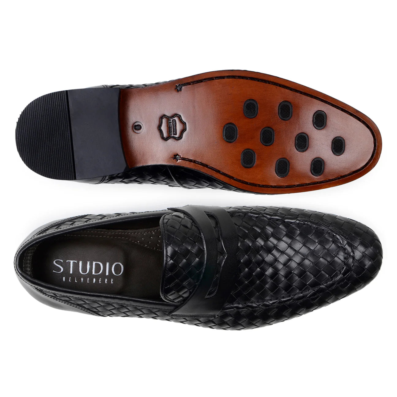 Belvedere Slip-on Penny Loafers Shoes Italian Calfskins Luca Black