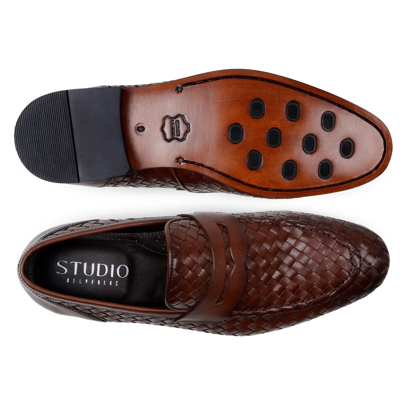 Belvedere Slip-on Penny Loafers Shoes Italian Calfskins Luca Ant.Tan