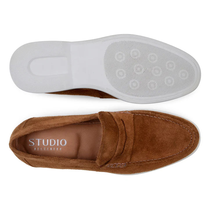 Belvedere Men's Walking Shoes Penny Loafer Niko Bourbon Suede Leather