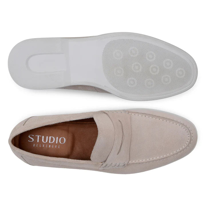 Belvedere Men's Walking Shoes Penny Loafer Niko  Sand Suede Leather