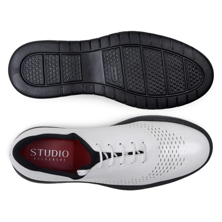 Belvedere Men's Shoes Maxim Wingtip Rich Patent Leather White Sneaker
