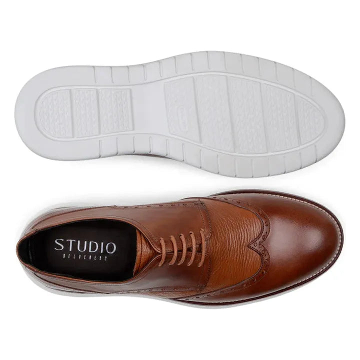 Belvedere Studio Enzo Men's Walking Lace Up Sneaker Leather Ant. Tan