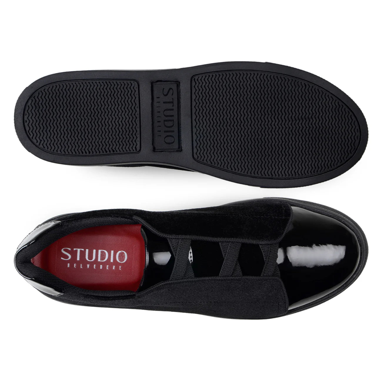 Men's Studio Belvedere SILVANO Plush Velvet Shoes Black Dressy