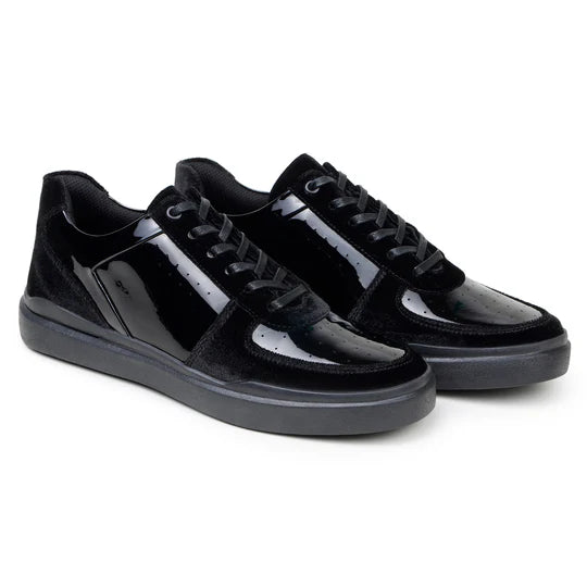 Belvedere Men's Formal Sneaker Edmound Black Velvet Patent Leather