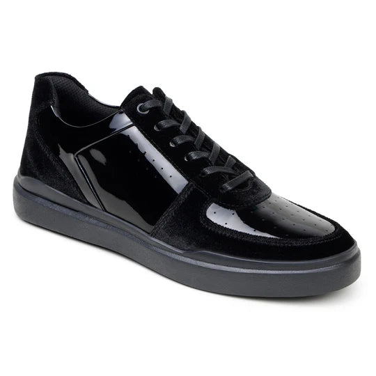 Belvedere Men's Formal Sneaker Edmound Black Velvet Patent Leather