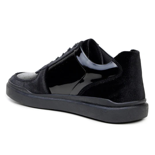 Belvedere Men's Formal Sneaker Edmound Black Velvet Patent Leather