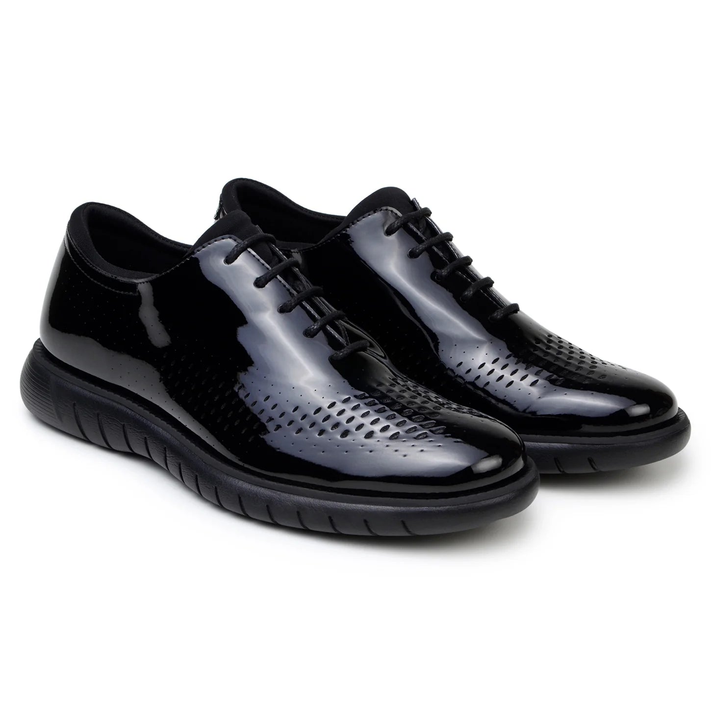 Belvedere Men's Shoes Maxim Wingtip Rich Patent Leather Black Sneaker