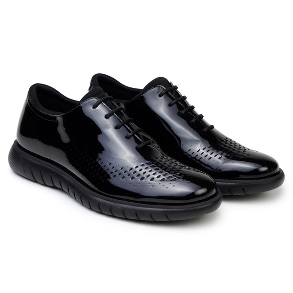 Belvedere Men's Shoes Maxim Wingtip Rich Patent Leather Black Sneaker