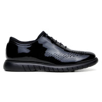 Belvedere Men's Shoes Maxim Wingtip Rich Patent Leather Black Sneaker