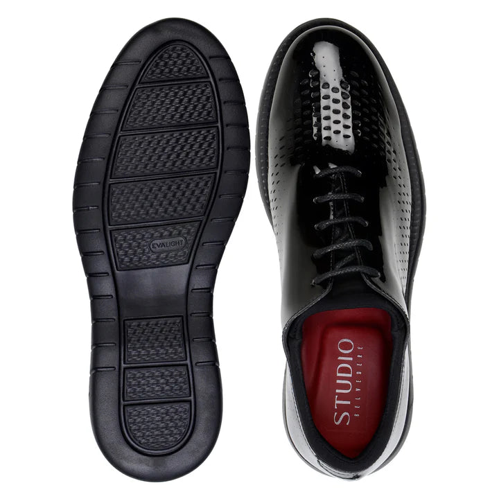 Belvedere Men's Shoes Maxim Wingtip Rich Patent Leather Black Sneaker