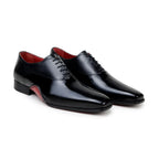 Belvedere Shoes Nero Italian Calf Leather Dressy Lace Up Black/Red