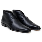 Belvedere Axel Boots Italian Deerskin, Soft Napa Leather Lace Up Black