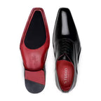 Belvedere Shoes Nero Italian Calf Leather Dressy Lace Up Black/Red