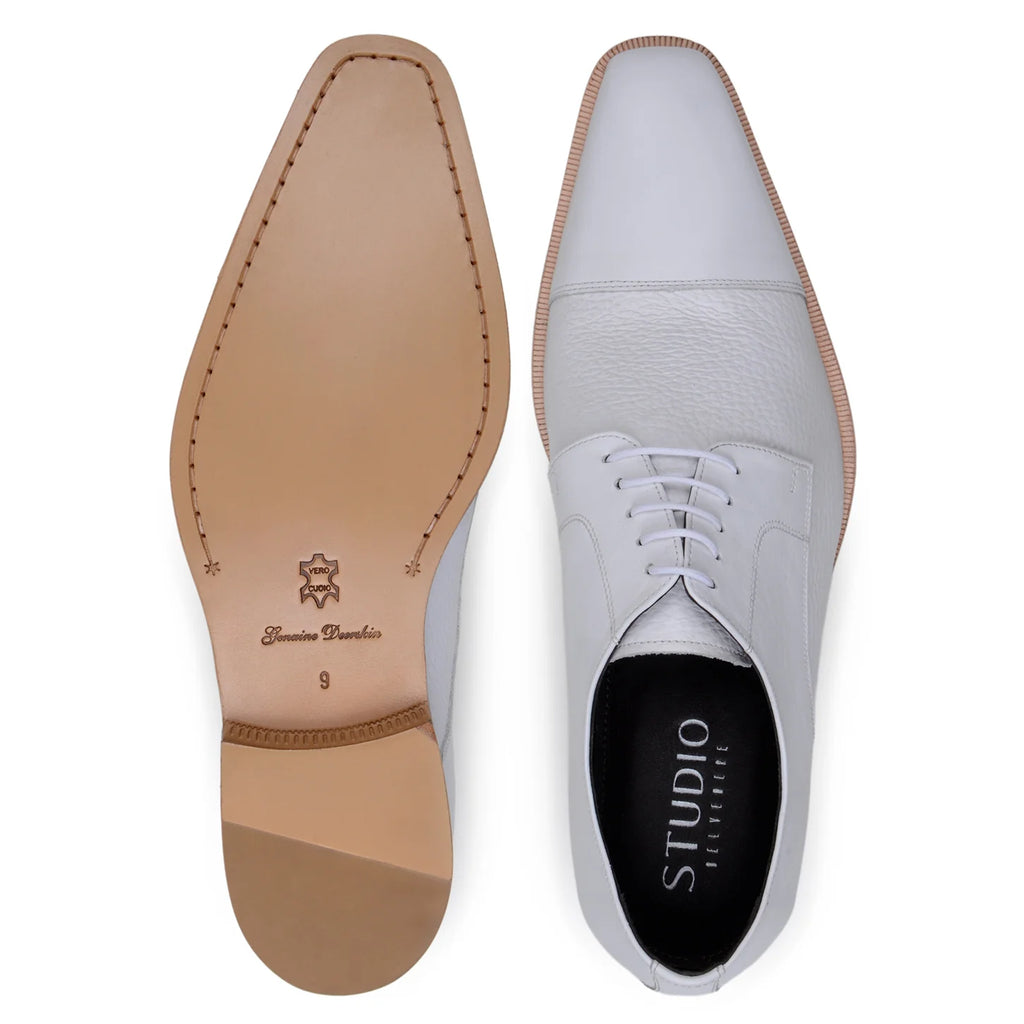 Belvedere Studio Men's Dress Shoes Alexander Deerskin Leather White