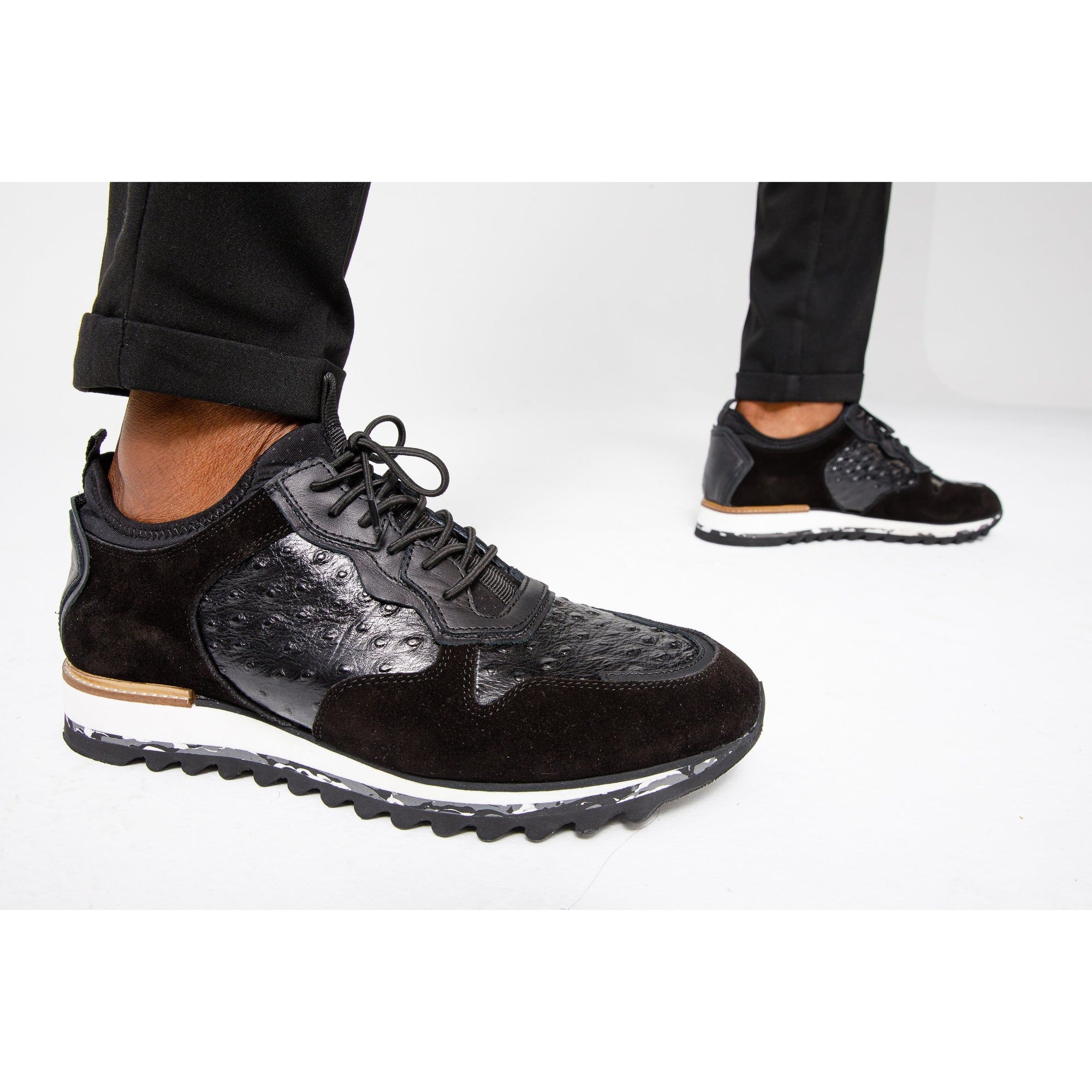 The Sopez Black Leather Men Sneaker