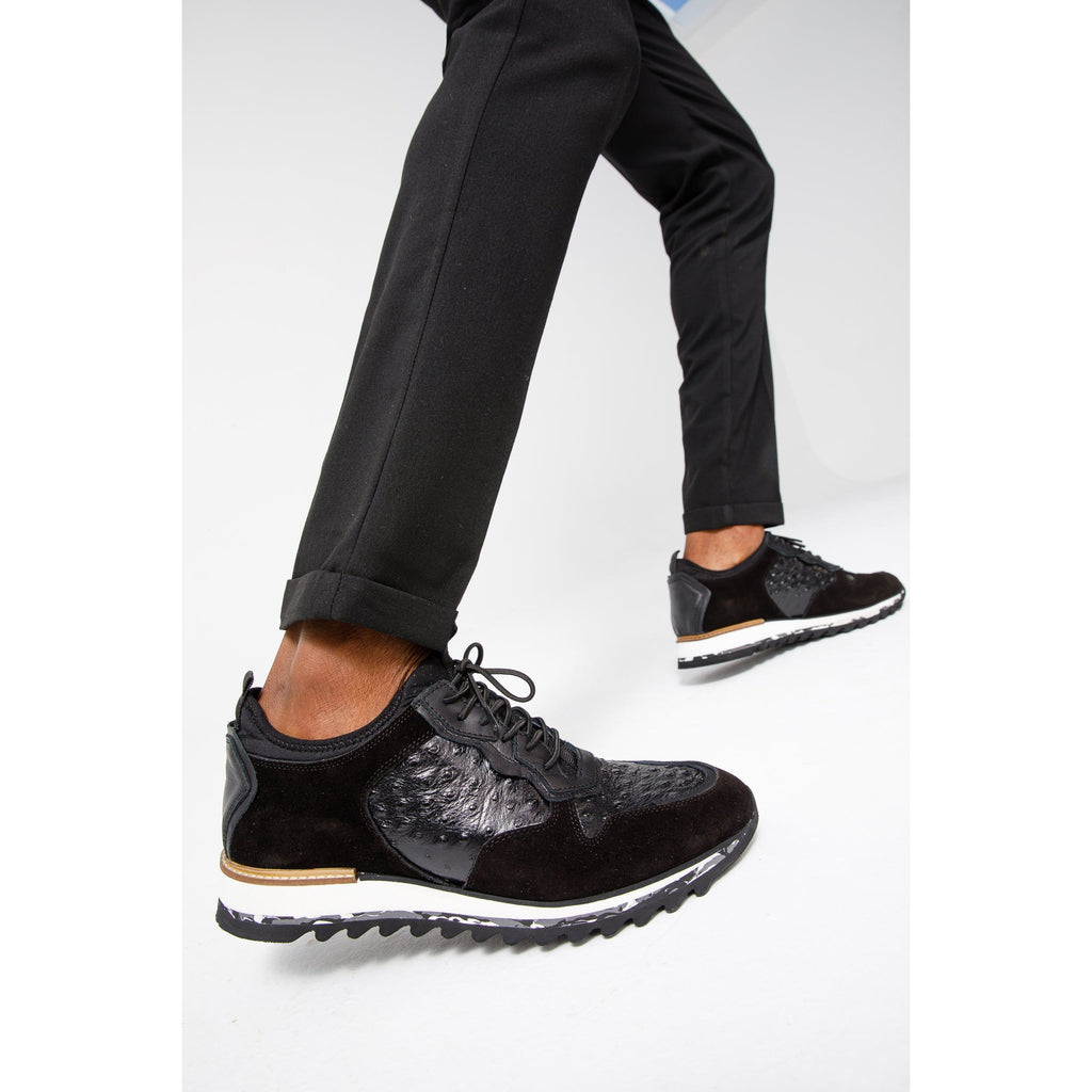 The Sopez Black Leather Men Sneaker