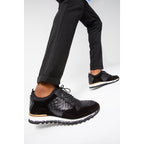 The Sopez Black Leather Men Sneaker