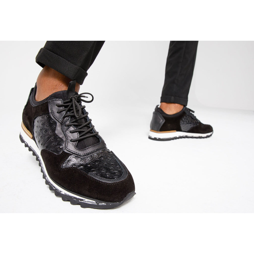 The Sopez Black Leather Men Sneaker