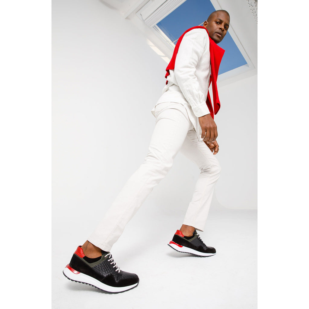 The Rakka Black & Red Leather Men Sneaker Final Sale!