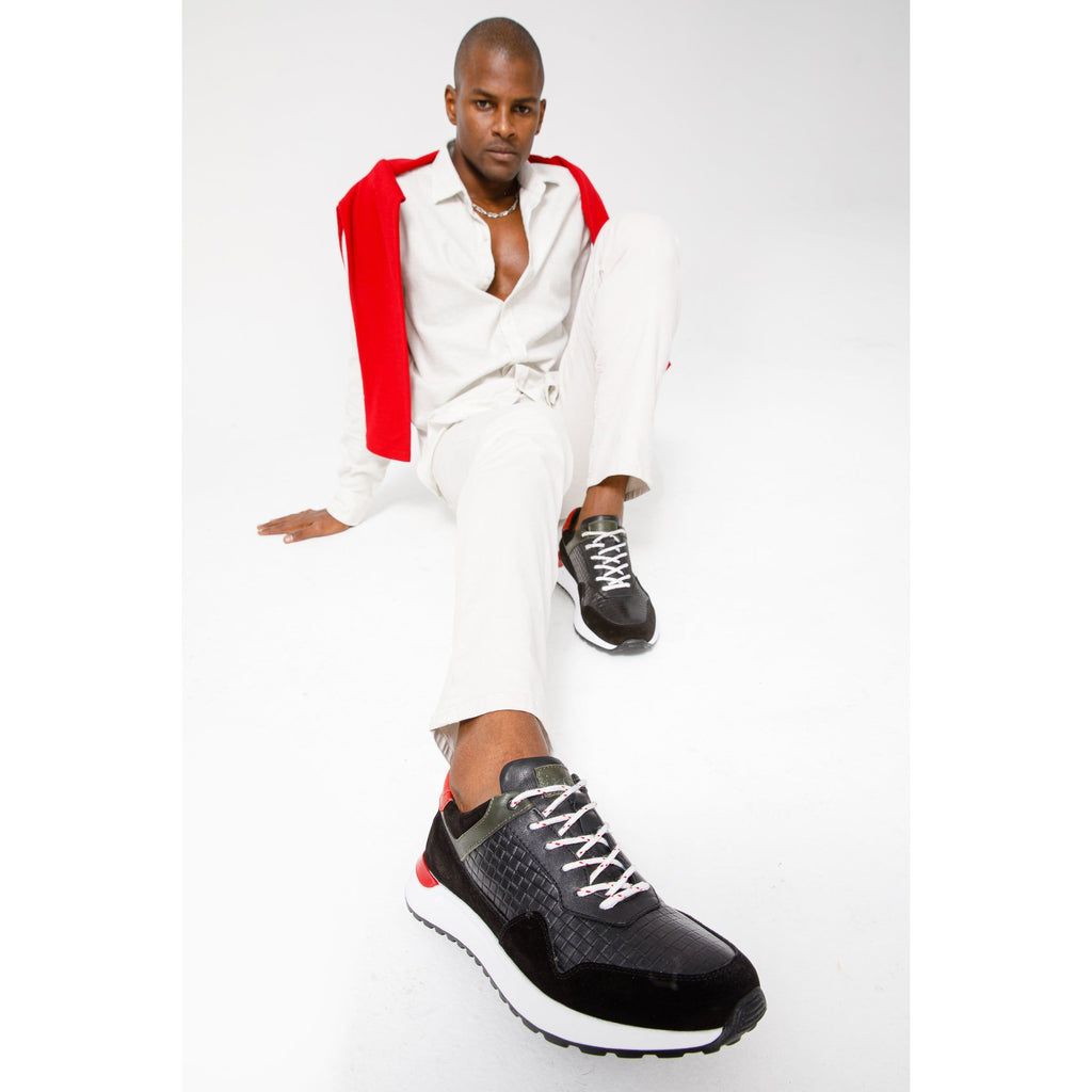The Rakka Black & Red Leather Men Sneaker Final Sale!