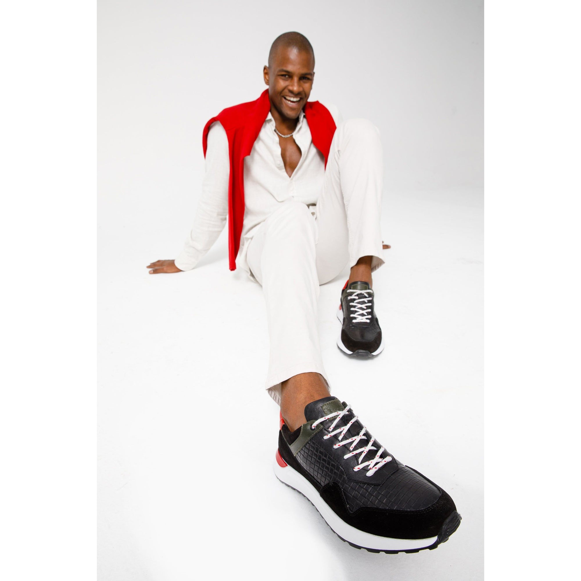 The Rakka Black & Red Leather Men Sneaker Final Sale!