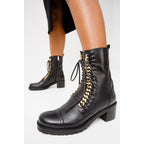 The Tuna Black Leather Mid Calf Women Boot