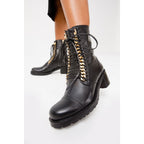 The Tuna Black Leather Mid Calf Women Boot