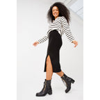 The Tuna Black Leather Mid Calf Women Boot