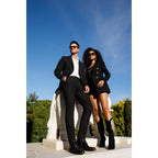 The Anderson Black Leather & Suede Brogue Lace-Up Men  Boot with a Zipper