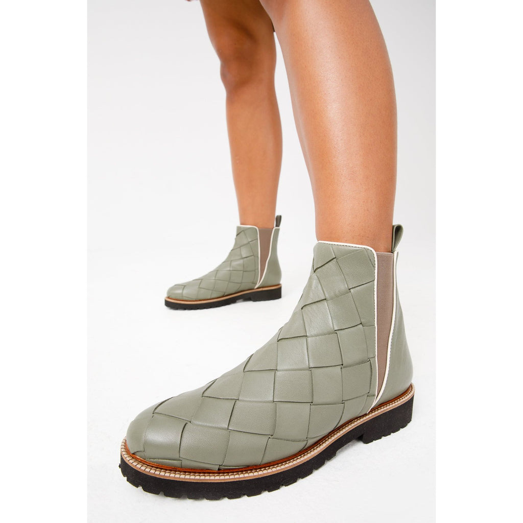 The Luisina Green Handwoven Leather Ankle Boot Final Sale!