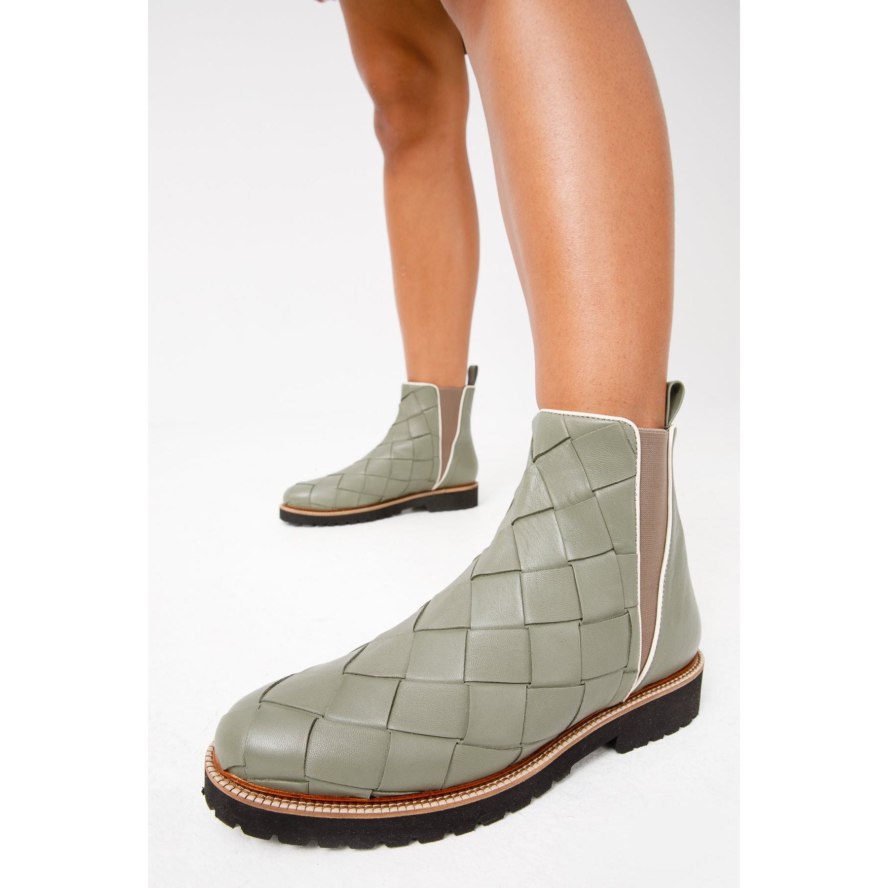 The Luisina Green Handwoven Leather Ankle Boot Final Sale!